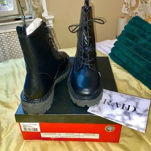 size 10 black combat boots by RAID (asos)